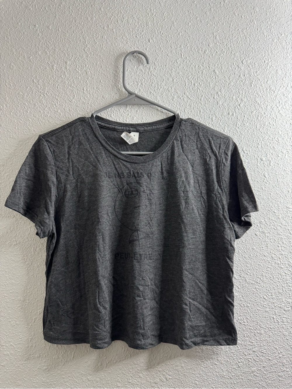 Bella Canvas Charcoal Graphic Cropped Tee “I Don’t Know. Maybe.” French/English
